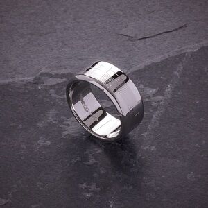Stainless Steel Polished & Textured 10mm Wedding Band Ring | Sizes 7-13 in stock